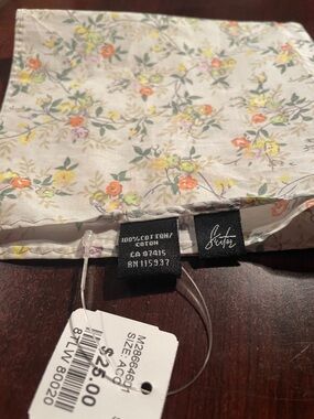 Forte Floral Cotton Pocket Square in White, Orange, Yellow, Green